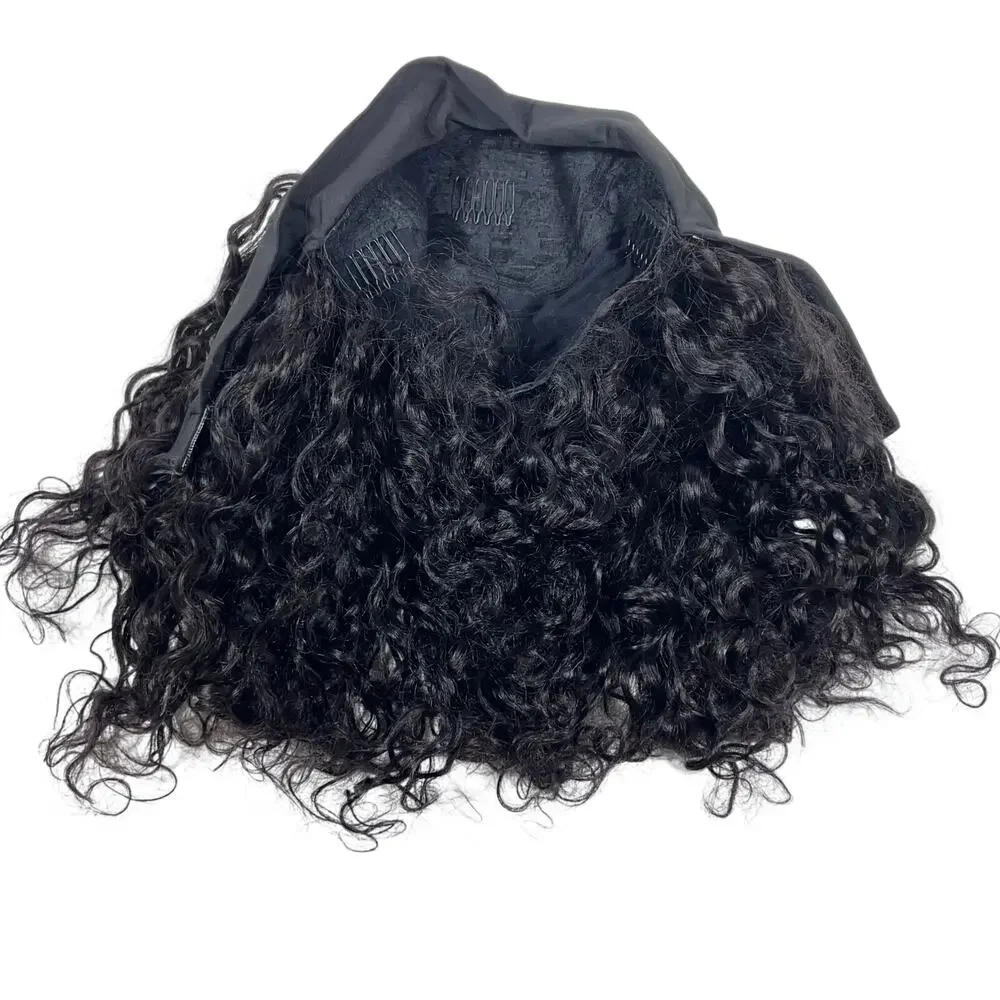 Luvme Hair Short Curly Human Hair Wig Black with Accessories
